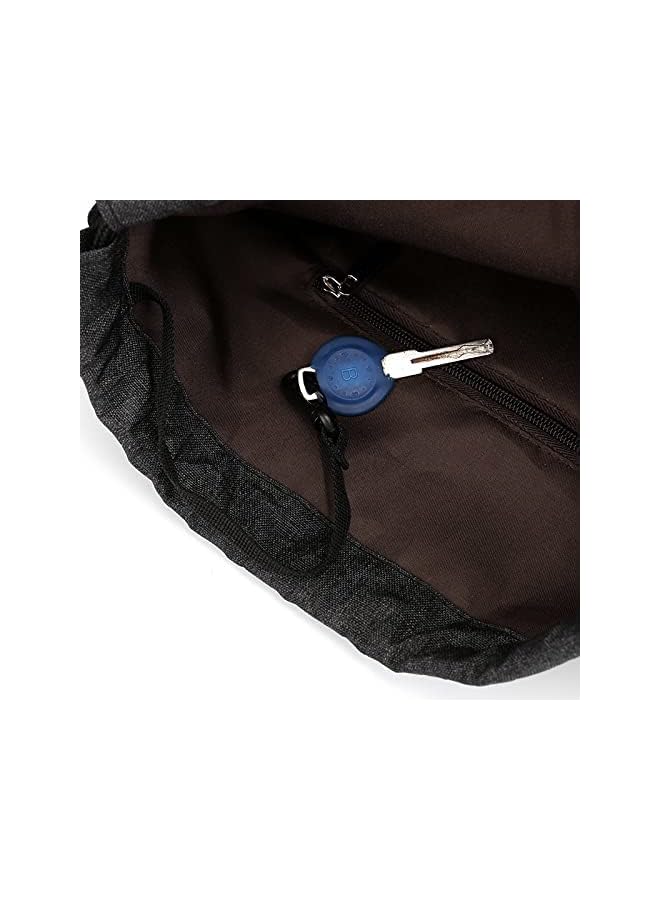 PROMASS Drawstring Sackpack Bag, Waterproof Oxford Cloth Backpack Gymsack With Pocket Gym Sports Bag And Earphone Hole Outdoor Exercise Running Swimming Backpack Unisex - Grey - Image 4