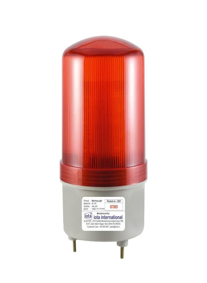 iota BL159 AC 110 and 220V and DC 12 and 24V LED Industrial Revolving Warning and Rotate Light Signal Tower Lamp with Sound Alarm Buzzer Siren (Medium, Red) - Image 1