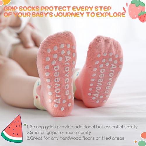Aroveea Baby Toddler Socks Grip Non Slip Boys Girls Cotton 12 Pack for 5-7 Years Kids Ankle Cute Socks 6M-7Years - Image 4