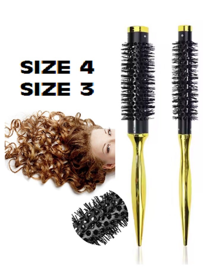 GOLD Wood Hair Dryer Brush, Size 3 with Size 4 Original Salon 2 Pieces - Image 1