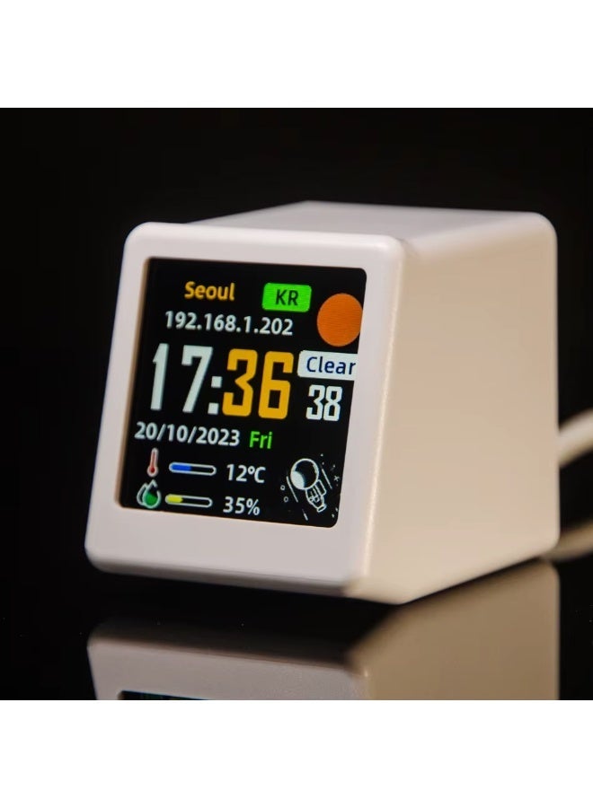 أميرة ساعة طقس صغيرة من جيك ماجيك تعمل بتقنية الواي فاي | شاشة IPS LCD | الوقت ودرجة الحرارة | محطة رقمية مكتبية | جهاز بشاشة IPS LCD للزينة - Image 1
