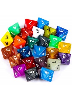 25 Pieces Polyhedral Dice Set With Black Pouch For Other Table Games With Random Multi Colored Assortment (Transparent And Dots,8 Sides)