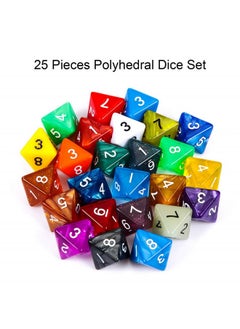 TecUnite 25 Pieces Polyhedral Dice Set With Black Pouch For Other Table Games With Random Multi Colored Assortment (Transparent And Dots,8 Sides)  - Image 5