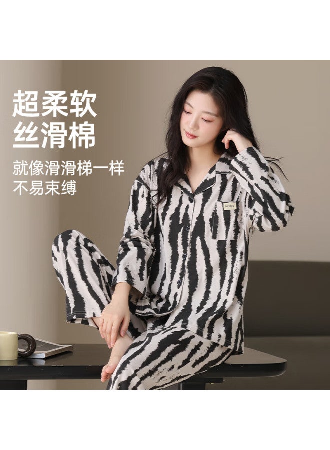 Langsha Couples Pajamas Women Spring Autumn Comfortable Soft Long Sleeve Casual Fashion Men's Youth Loose Homewear Set