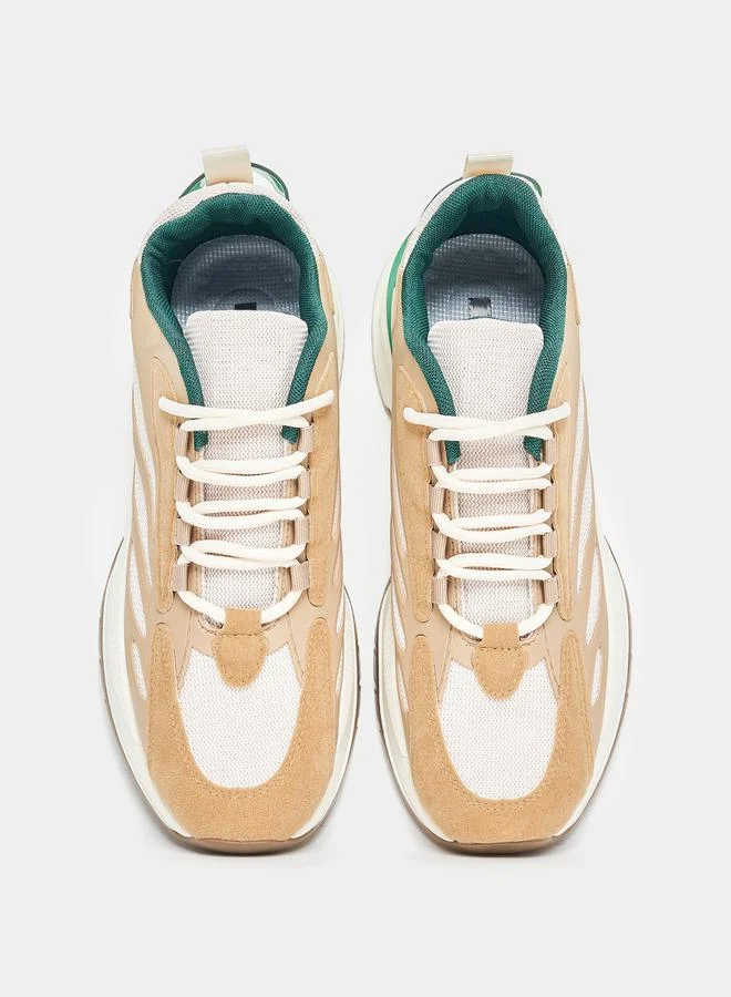 Styli Active Velvet Texture Chunky Sole Lace Up Sneakers