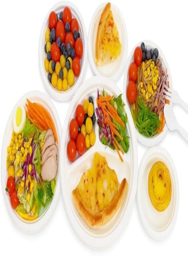 50 Count Plastic Round Divided Plate