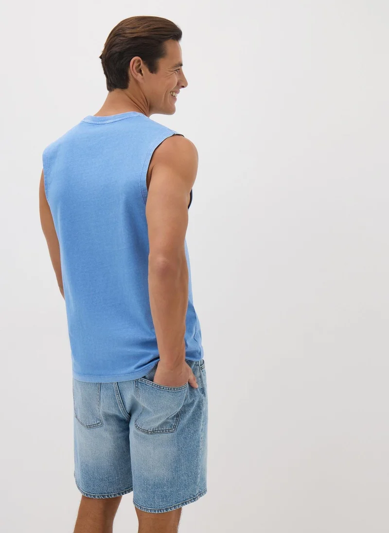 Matalan Blue Washed Tank Vest
