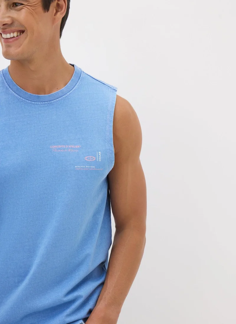 Matalan Blue Washed Tank Vest