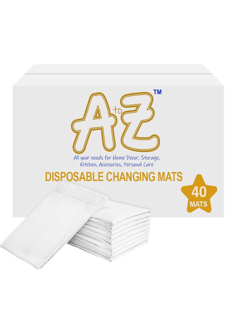 A TO Z أ إلى ي - حصائر تغيير قابلة للتصرف (45x60 سم) كبيرة، عبوة من 40 - بيضاء - Image 1