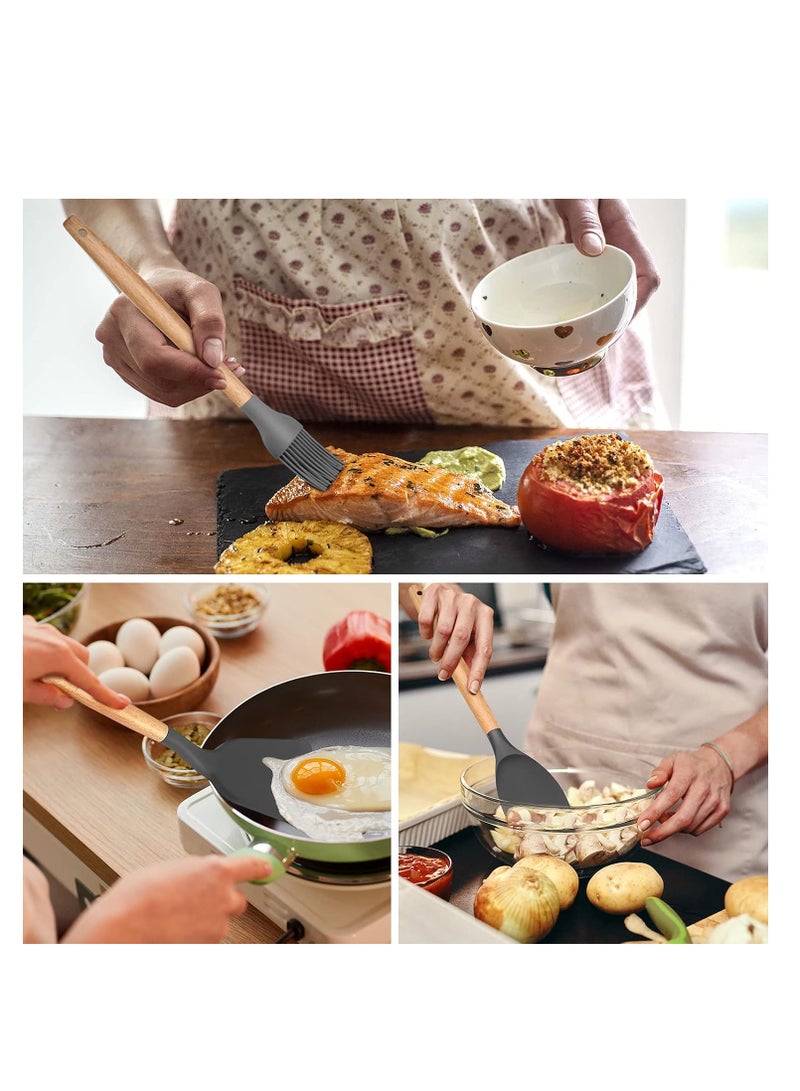طقم أدوات طهي من السيليكون بسطح مانع للالتصاق مكون من 11 قطعة أسود 12.5x12.5x33سم - Image 4