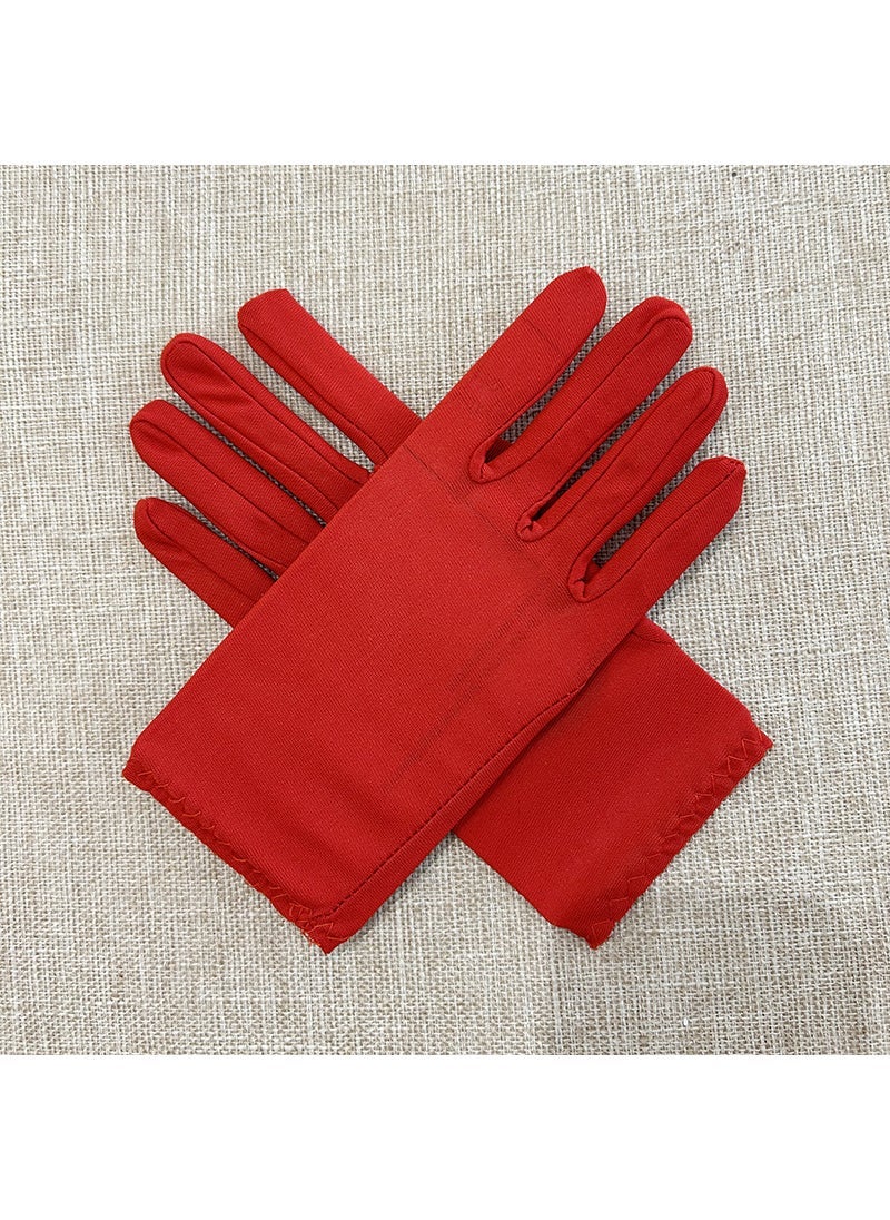 Cross-border short milk silk gloves clothing accessories etiquette gloves summer go out essential Red 