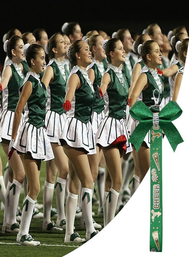 سلسلة مفاتيح لامعة مزينة بشريط تشجيع لحقيبة الظهر، سلسلة مفاتيح على شكل فيونكة تشجيع، هدايا تشجيع للأطفال والفتيات، حامل دبابيس تشجيع، سلسلة مفاتيح مزينة بفيونكة تشجيع لامعة، سلسلة مفاتيح على شكل شريط لحقيبة التشجيع - Image 2