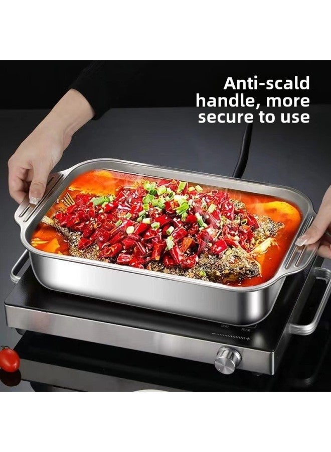 Stainless Steel Grilled Fish Plate Induction Cooker Crayfish Plate Thickened Fish Plate Household Seafood Special Pot-Color:Special 41cm Stainless Steel Cover  - Image 5