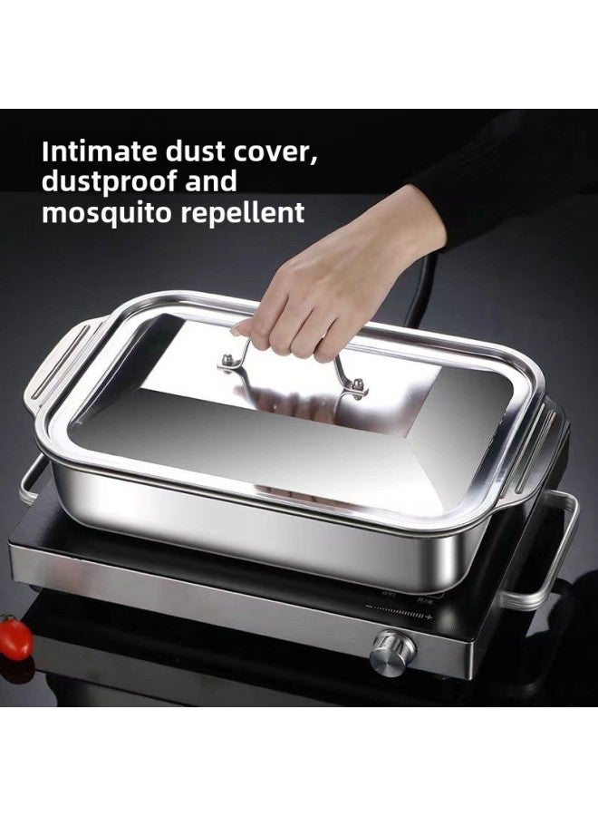 Stainless Steel Grilled Fish Plate Induction Cooker Crayfish Plate Thickened Fish Plate Household Seafood Special Pot-Color:Special 41cm Stainless Steel Cover  - Image 4