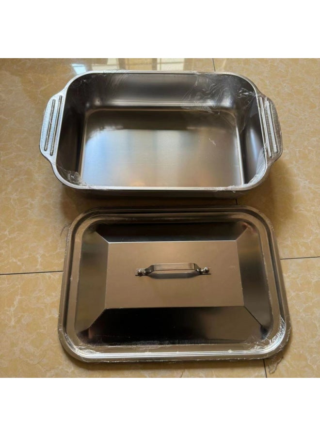 Stainless Steel Grilled Fish Plate Induction Cooker Crayfish Plate Thickened Fish Plate Household Seafood Special Pot-Color:Special 41cm Stainless Steel Cover  - Image 1