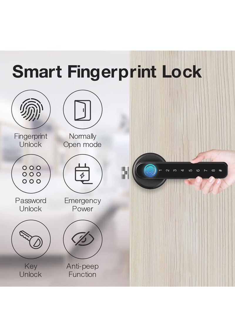 Generic Fingerprint Smart Door Lock,Keyless Entry 3-in-1 Door Lock, Smart Lever Unlock by Fingerprint/Keypad/Key For Home, Hotel, Apartment, Office, Bedroom  - Image 2