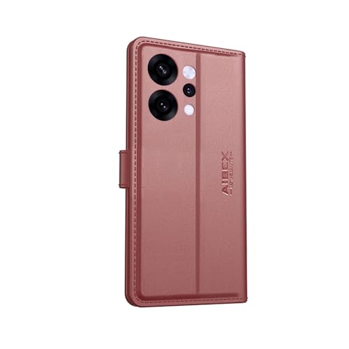 AIBEX ® Compatible for Oppo Reno 14 5G Flip Cover Leather Finish with Magnatic Closure | Inside TPU with Card Pockets | Wallet Stand | Complete Protection Flip Case -Brown - Image 3