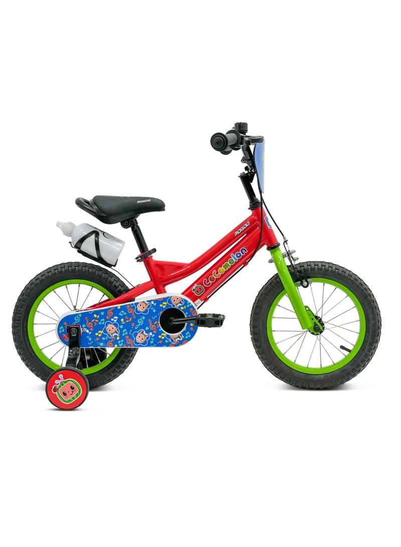 MOGOO Rayon 14-Inch Kids Bike|14 Inch Wheel Size|Adjustable Seat |Training Wheels | Cocomelon Red Color - Image 1