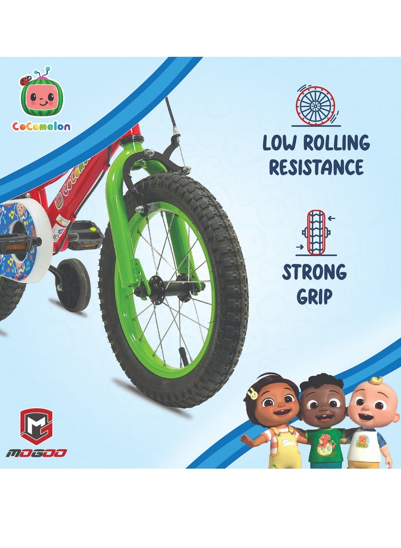 MOGOO Rayon 14-Inch Kids Bike|14 Inch Wheel Size|Adjustable Seat |Training Wheels | Cocomelon Red Color - Image 4