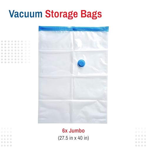 Spacesaver Premium Vacuum Storage Bags. 80% More Storage! Hand-Pump for Travel! Double-Zip Seal and Triple Seal Turbo-Valve for Max Space Saving! (Jumbo 6 Pack) - Image 3