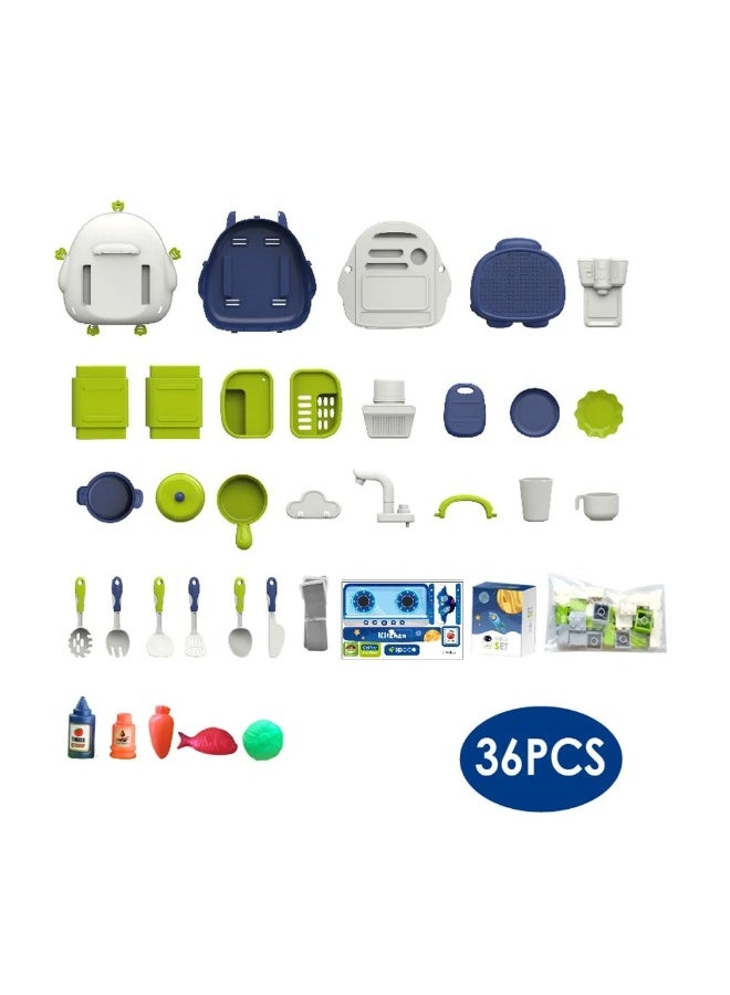 ستيم حقيبة ظهر عائلية بطابع الفضاء الجذعي - مجموعة تعليمية 3 في 1: مكعبات، ألعاب مطبخ، وحقيبة ظهر - Image 4