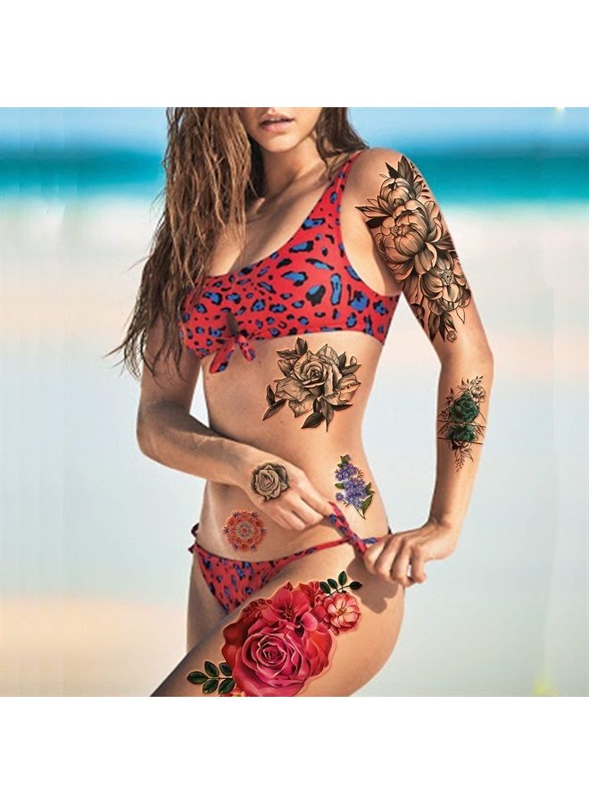 Yazhiji 40 sheets Waterproof Temporary Tattoos Large Flowers Collection Lasting Fake Tattoo Stickers for Women or Girls Beauty Decoration - Image 4