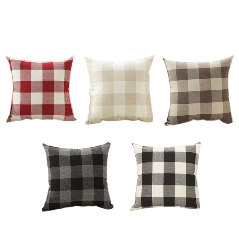 2pcs Vintage Checkers Plaids Throw Pillow Cover Decorative Cushion Pillowcase 45cm x 45cm (Red And White) - Image 3