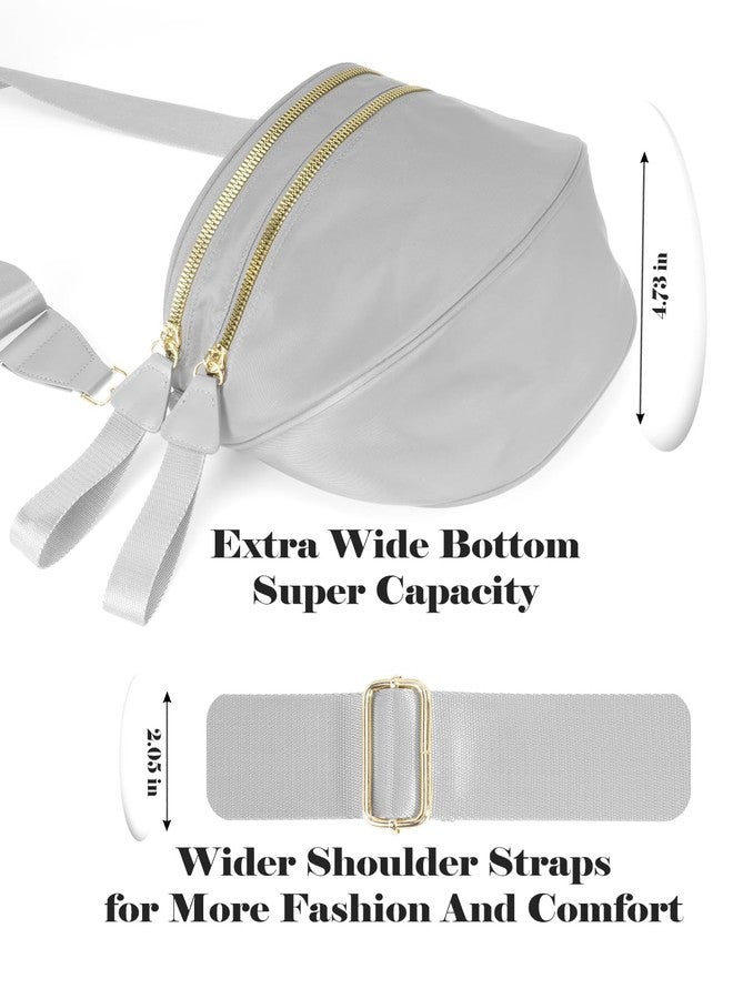 MEISEY Pure Colour Crossbody Bag Bum Bag for Women,Spacious Purse Fanny Packs Belt Bag,Oversized Bum Bag, Colour Bum Bag-Light Grey, 11.0 Inches X 8.6 Inches X 4.5 Inches, Casual - Image 5