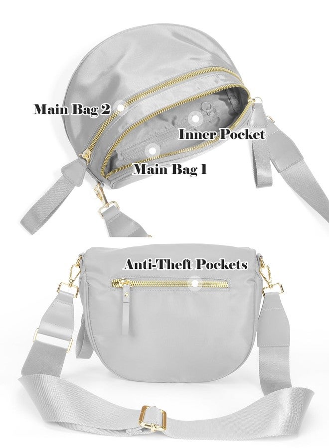 MEISEY Pure Colour Crossbody Bag Bum Bag for Women,Spacious Purse Fanny Packs Belt Bag,Oversized Bum Bag, Colour Bum Bag-Light Grey, 11.0 Inches X 8.6 Inches X 4.5 Inches, Casual - Image 4