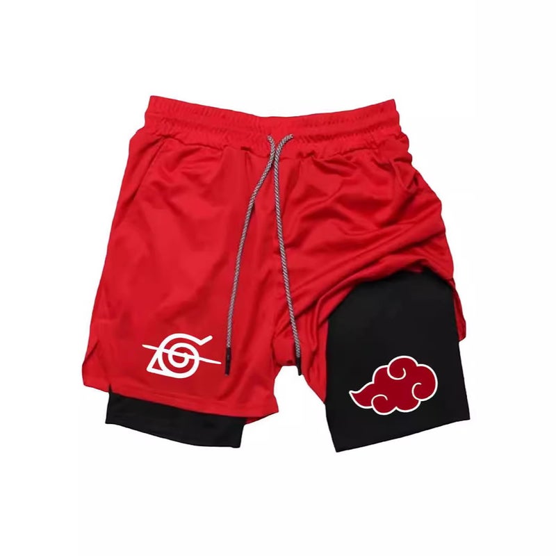 Beach Pants Cartoon Naruto Print Sports Shorts Stretch Breathable Casual Double-Layer Shorts - Image 2