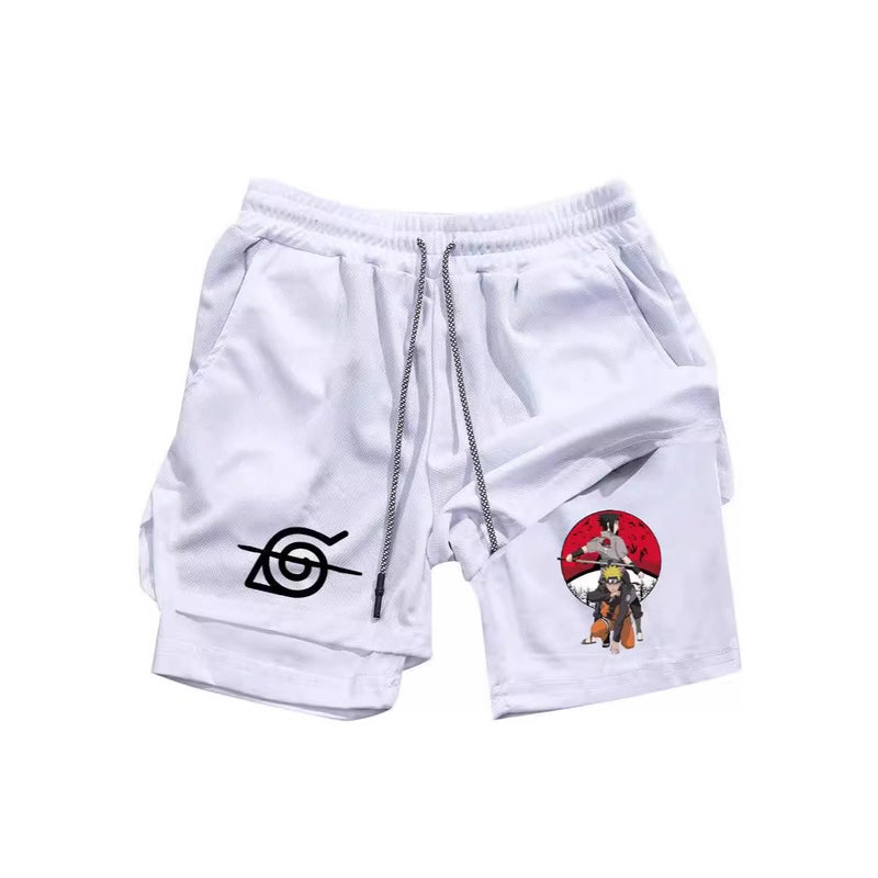 Beach Pants Cartoon Naruto Print Sports Shorts Stretch Breathable Casual Double-Layer Shorts - Image 3