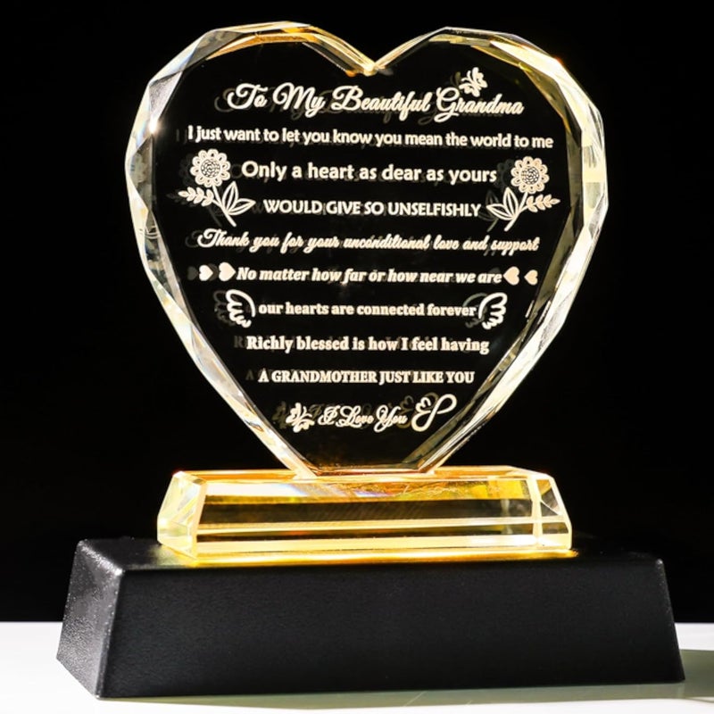 هدايا YWHL للجدة من الحفيدة أو الحفيد أو الجدة الكبرى أو هدايا عيد ميلاد تذكارية من الكريستال مع قاعدة إضاءة ملونة أفضل أفكار الهدايا للجدة في عيد الميلاد وعيد الأم وعيد الحب