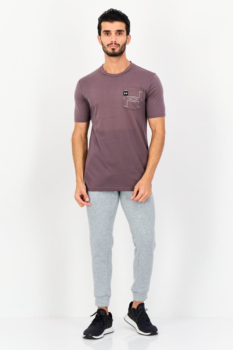 UNDER ARMOUR تي شيرتات رجالية فضفاضة بأكمام قصيرة للخارج، موف - Image 4