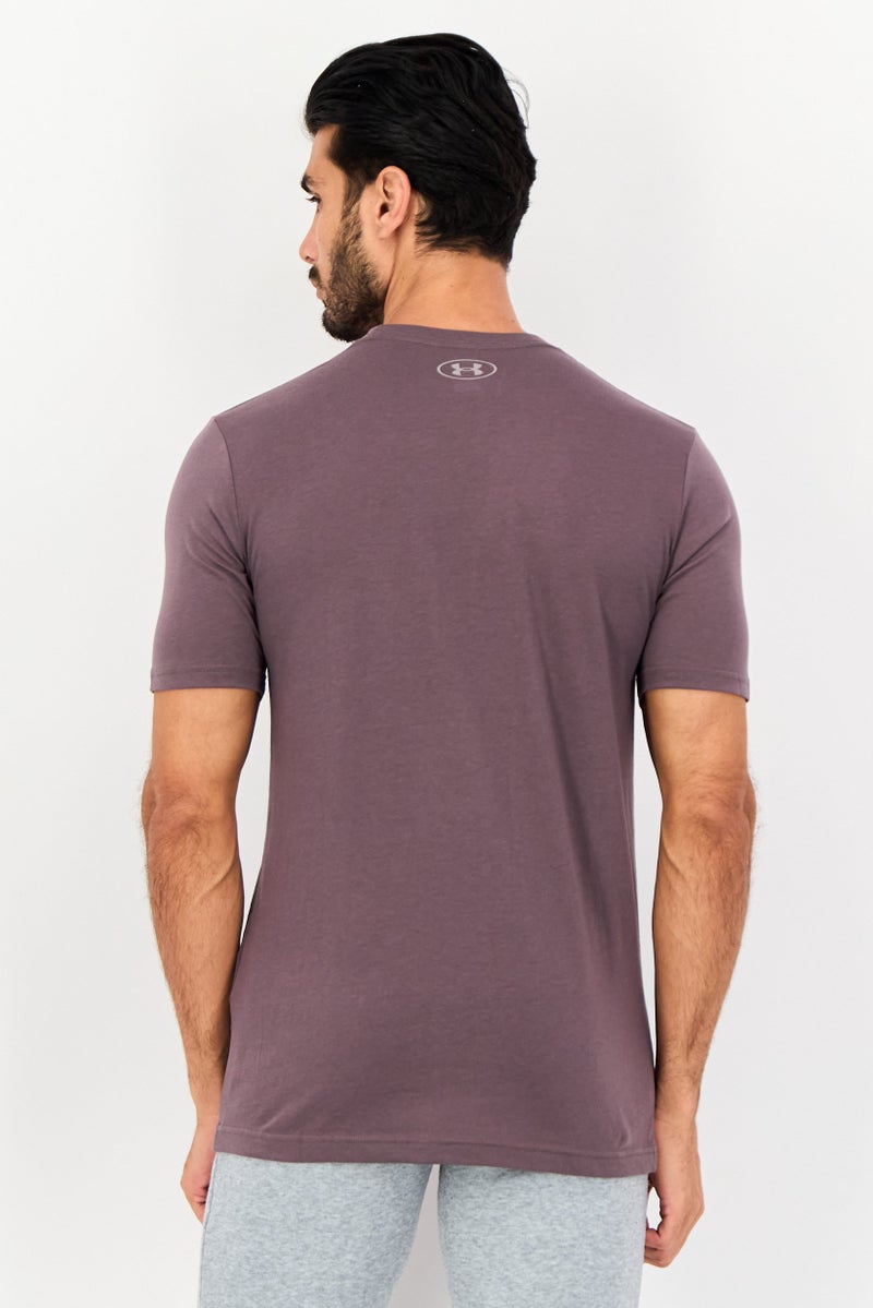 UNDER ARMOUR تي شيرتات رجالية فضفاضة بأكمام قصيرة للخارج، موف - Image 3