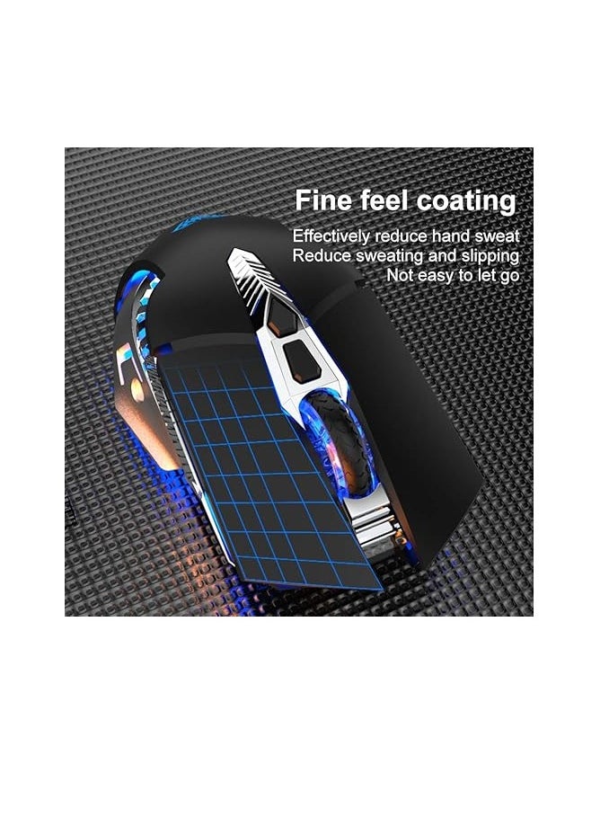 Generic AULA SC200 Rechargeable Bluetooth Mouse, LED Wireless Gaming Mouse with Side Buttons, DPI Adjustable Multi-Device(BT5.0+BT3.0+2.4G) Office Games Computer Mice for PC Mac Laptop/Tablet/Cellphone, Black  - Image 4