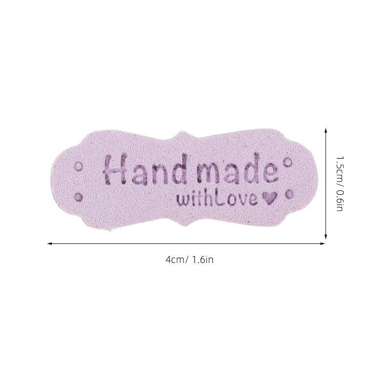 60pcs Handmade Tags For Crochet Sewing Labels For Handmade Items Imitation Leather Labels Ideal For Clothes Embossed Label DIY Clothes Labels Handmade PU Tags For Crochet - Image 4