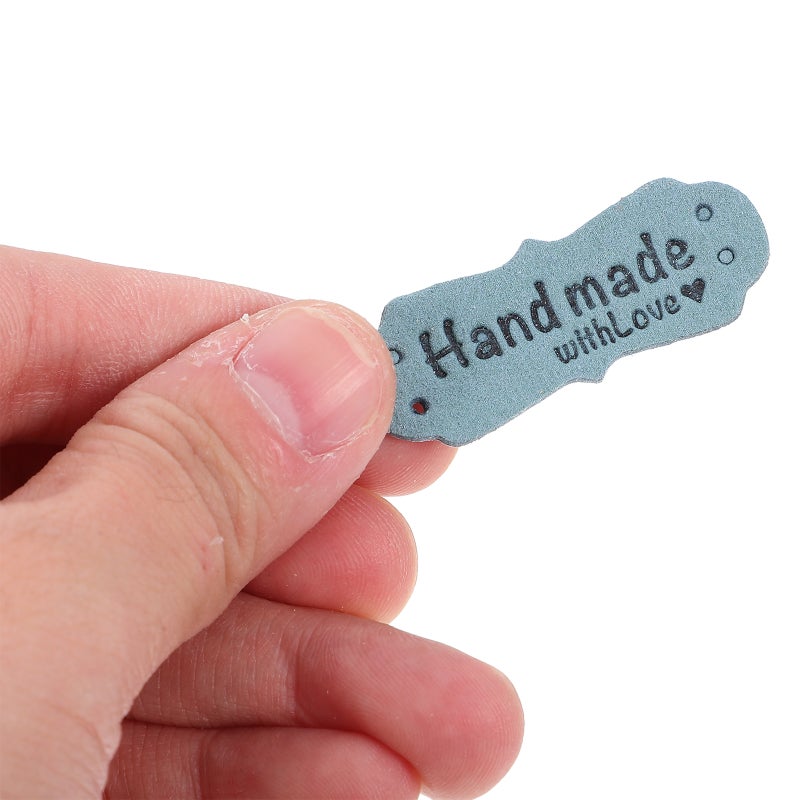 60pcs Handmade Tags For Crochet Sewing Labels For Handmade Items Imitation Leather Labels Ideal For Clothes Embossed Label DIY Clothes Labels Handmade PU Tags For Crochet - Image 3