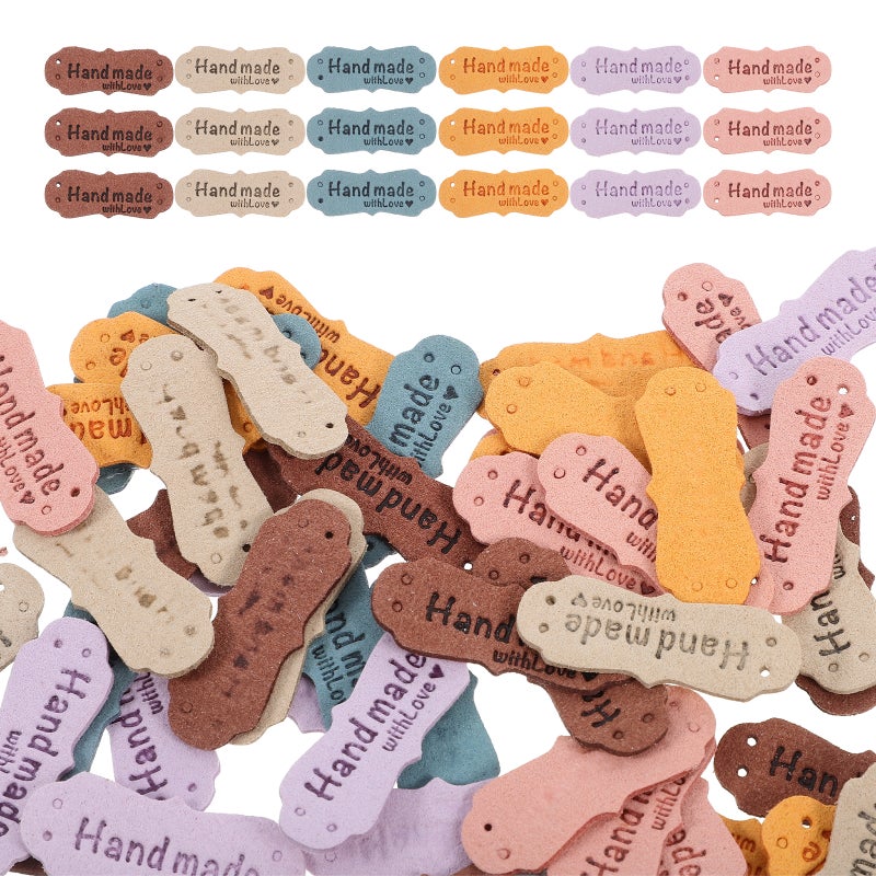 60pcs Handmade Tags For Crochet Sewing Labels For Handmade Items Imitation Leather Labels Ideal For Clothes Embossed Label DIY Clothes Labels Handmade PU Tags For Crochet - Image 5