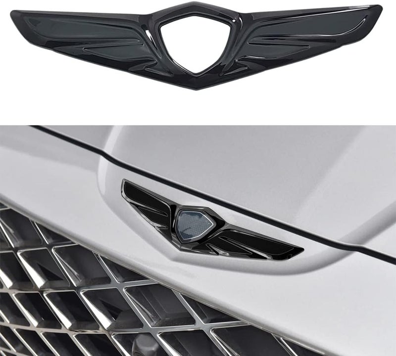 Kolya Glossy Black Front Hood Center Wing Emblem Logo Cover Bumper Badge Molding Trim for Genesis GV80 2021 2022 2023 - Image 1