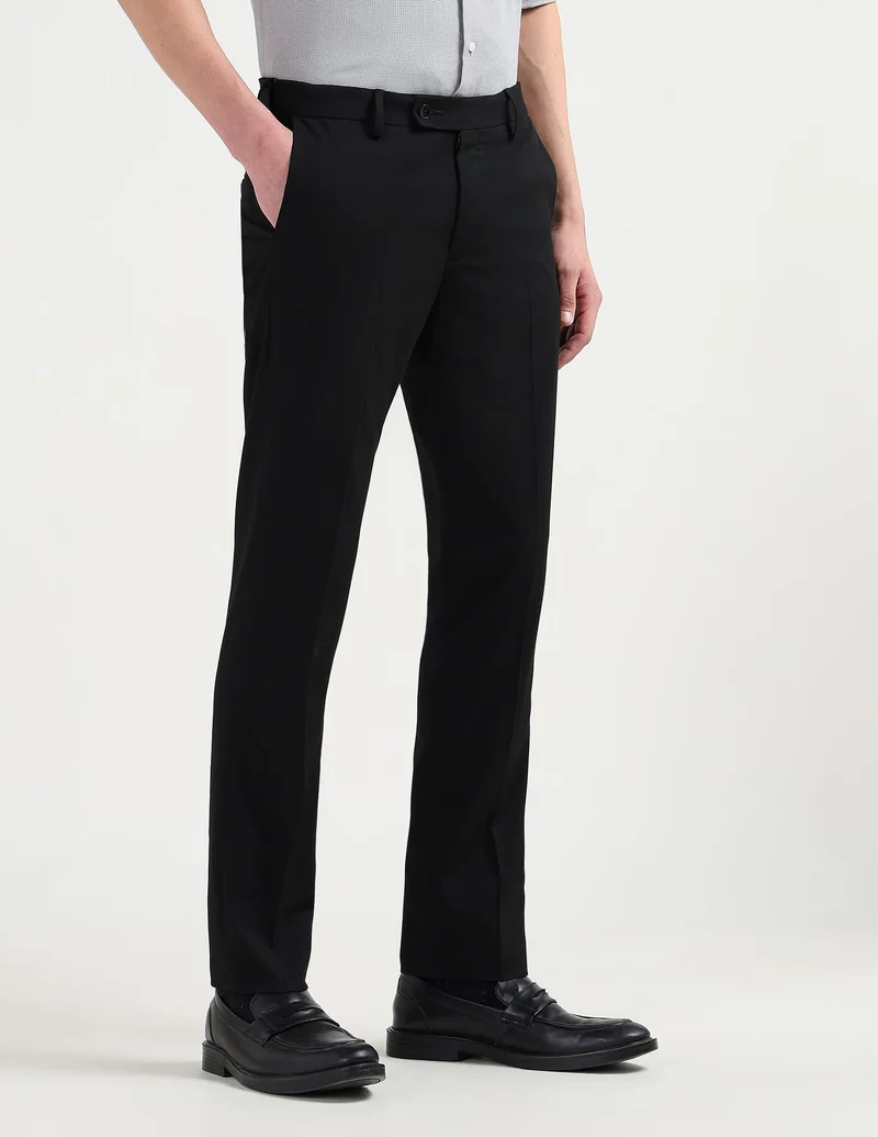 Arrow Black Textured Dobby Trousers for Men | Best Price UAE