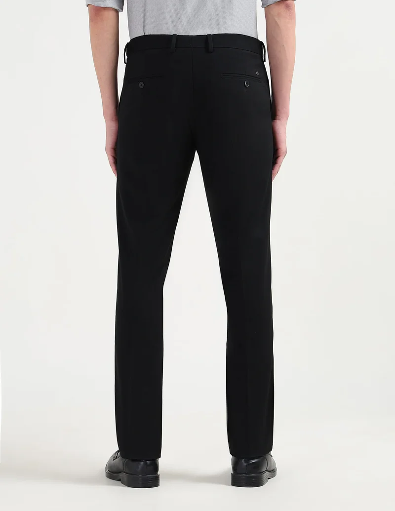 Arrow Black Textured Dobby Trousers for Men | Best Price UAE