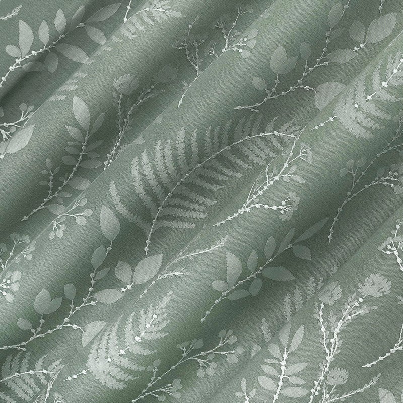 Sun Zero Ambridge 2-Pack Embroidered Botanical Leaf Pleated Look 100% Blackout Back Tab Curtain Panel Pair, 50" x 96", Sage Green - Image 4