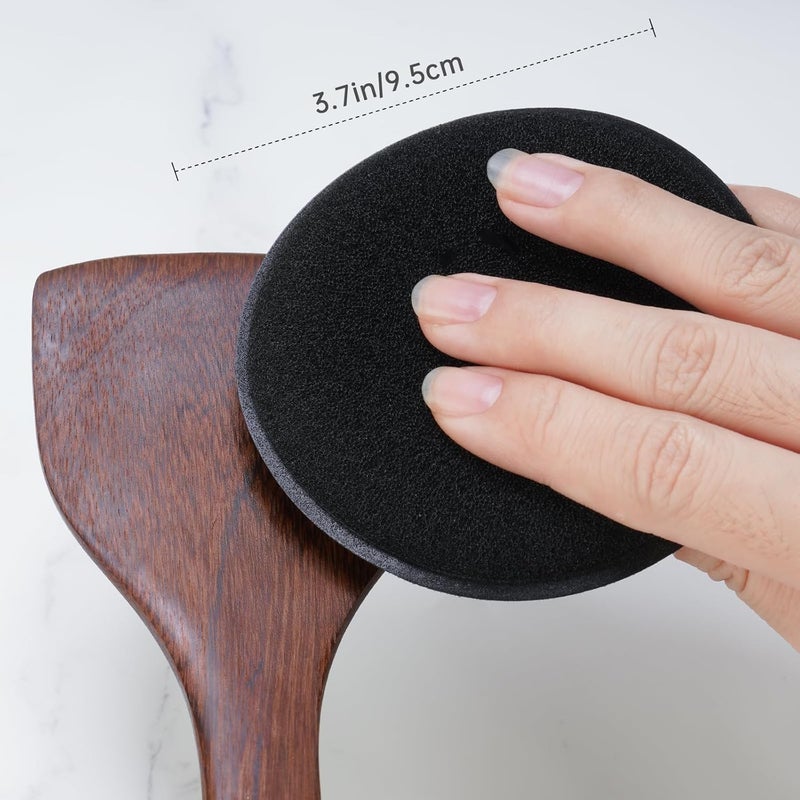 NiHome 4PCS Wood Conditioner, Wax & Oil Applicator Pads - 4" Ultra-Fine Reusable Sponges for Cutting Boards, Household Surfaces, Cars & More - Efficient Waxing, Cleaning, and Polishing (Black) - Image 3
