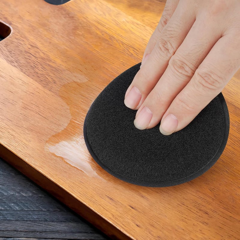 NiHome 4PCS Wood Conditioner, Wax & Oil Applicator Pads - 4" Ultra-Fine Reusable Sponges for Cutting Boards, Household Surfaces, Cars & More - Efficient Waxing, Cleaning, and Polishing (Black) - Image 2