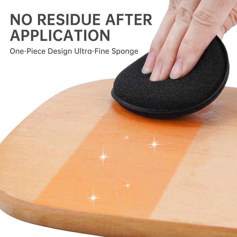 NiHome 4PCS Wood Conditioner, Wax & Oil Applicator Pads - 4" Ultra-Fine Reusable Sponges for Cutting Boards, Household Surfaces, Cars & More - Efficient Waxing, Cleaning, and Polishing (Black) - Image 5