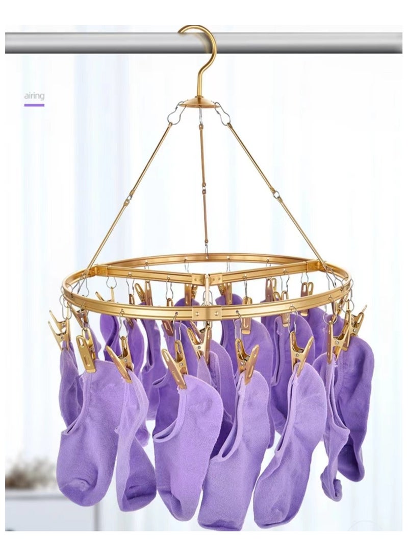 Aluminum alloy 24 pin rotating hook drying rack, suitable for underwear, socks, bras, baby clothes, gloves  - Image 2