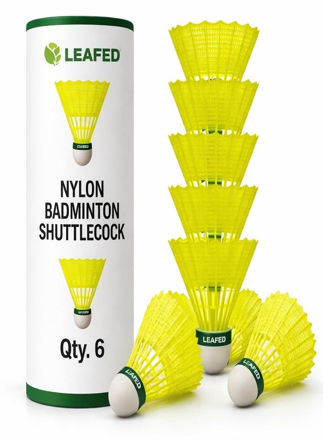 LEAFED Nylon Badminton Shuttlecock (Pack of 6) | Durable Nylon Feather Cock | Stable Flight & Fast Recovery | Ideal for Indoor & Outdoor Games | Birdies for Beginners, Training & Practice Matches - Image 1