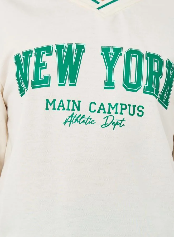 Styli Styli Girls New York Graphic Sweatshirt and Joggers Set