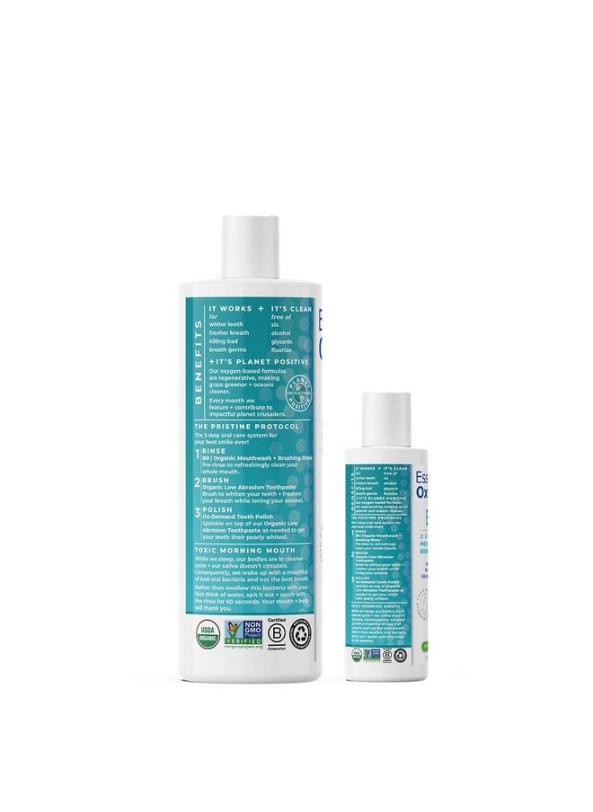 Essential Oxygen Essential Oxygen, Certified Organic Brushing Rinse, Combo, Peppermint, All Natural mouthwash, Dentist Recommended, Alcohol-Free Oral Care, 1 - 3 fl oz bottle and 1 - 16 fl oz bottle, BR (Pack of 2)  - Image 1