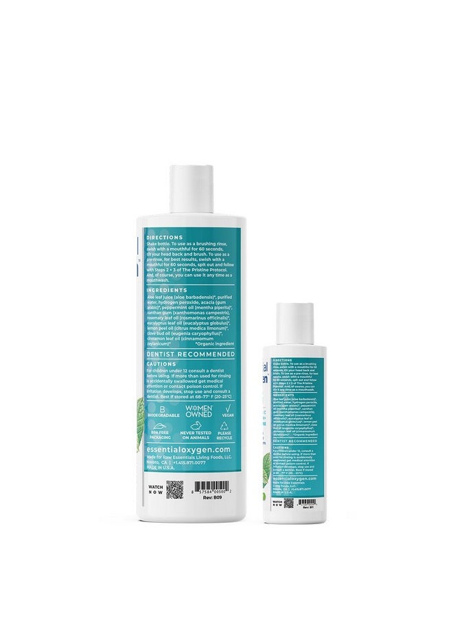 Essential Oxygen Essential Oxygen, Certified Organic Brushing Rinse, Combo, Peppermint, All Natural mouthwash, Dentist Recommended, Alcohol-Free Oral Care, 1 - 3 fl oz bottle and 1 - 16 fl oz bottle, BR (Pack of 2)  - Image 2